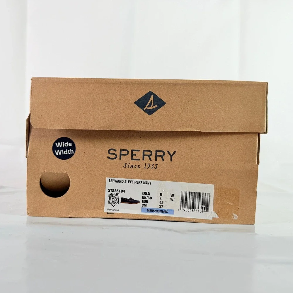 Sperry Men's Leeward 2-Eye Perf Navy Boat Shoes Size 9 W New